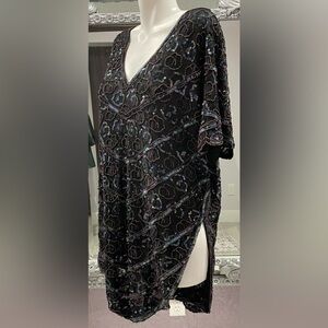 Vintage Silk Beaded Sequin Embellished Dress Tunic